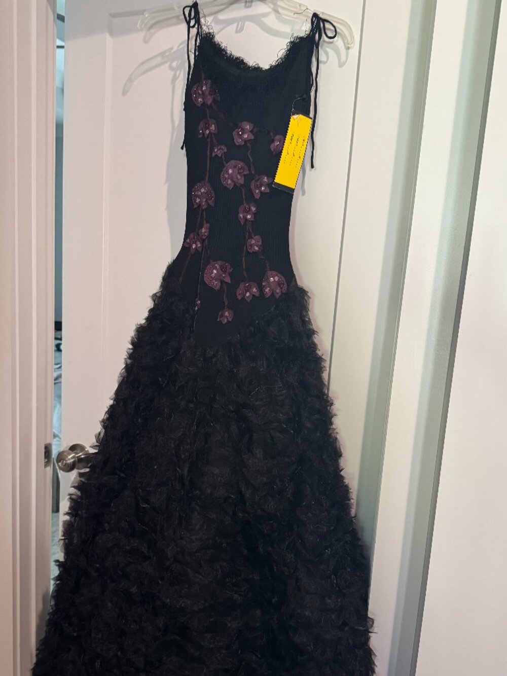 Sue Wong Dress Silk Hand Beaded Sequins Evening Gown Black prom 6 Short New Z2